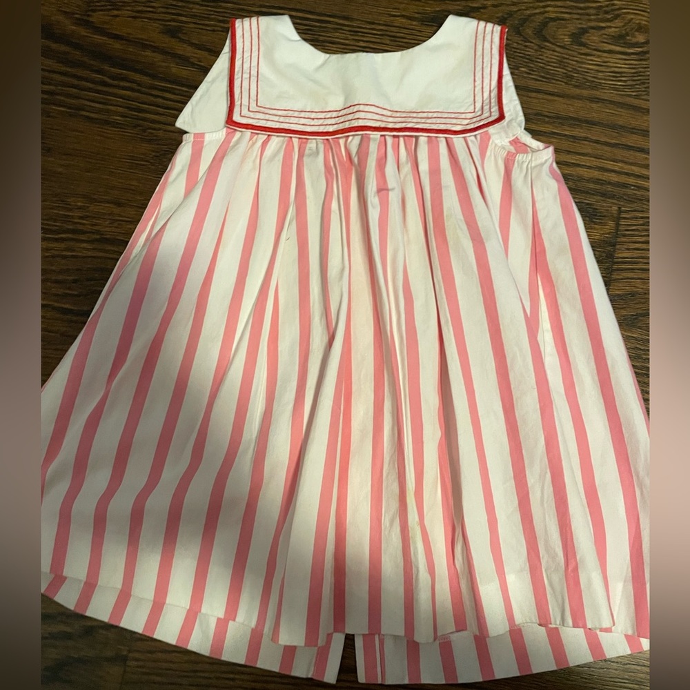 Jacadi 18m pink and white stripe sleeveless blouse with back buttons